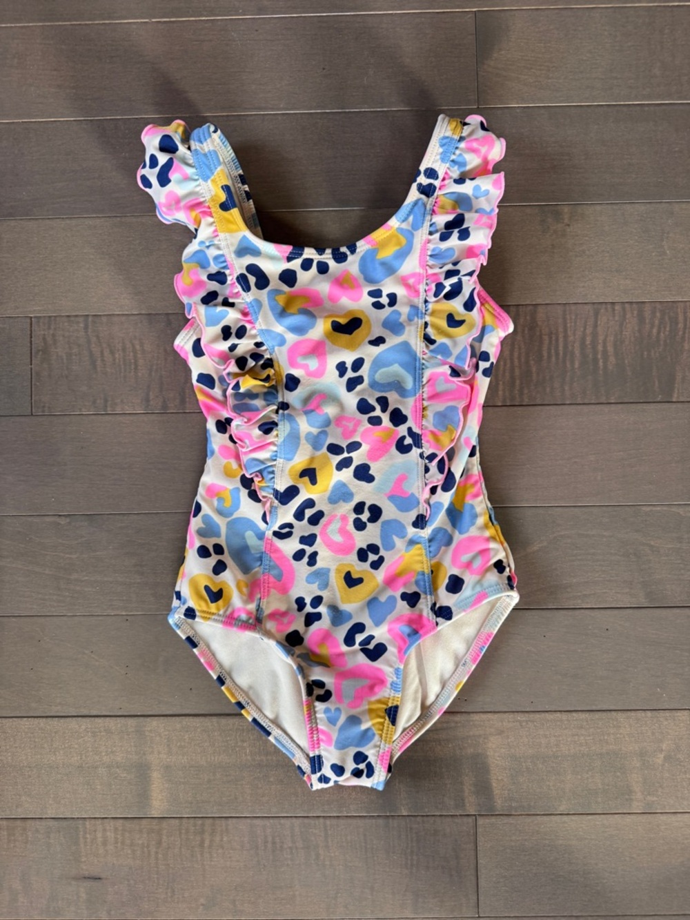 Cat & Jack Multi-Color Heart Ruffle One-Piece Swimsuit